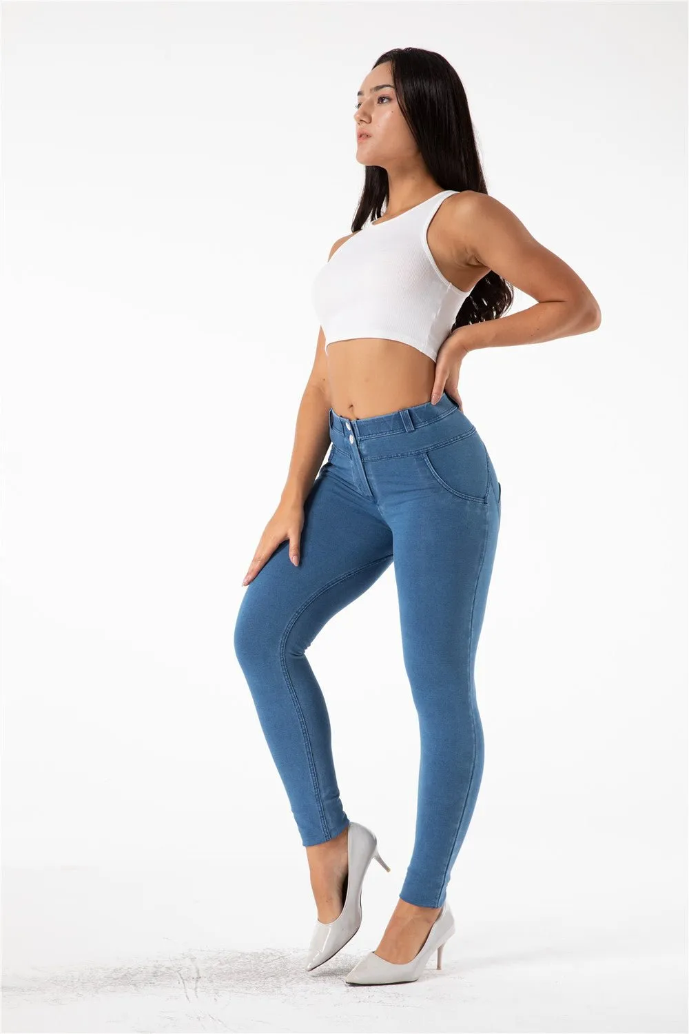 Melody shaping pants regular mid waist Light Blue Denim