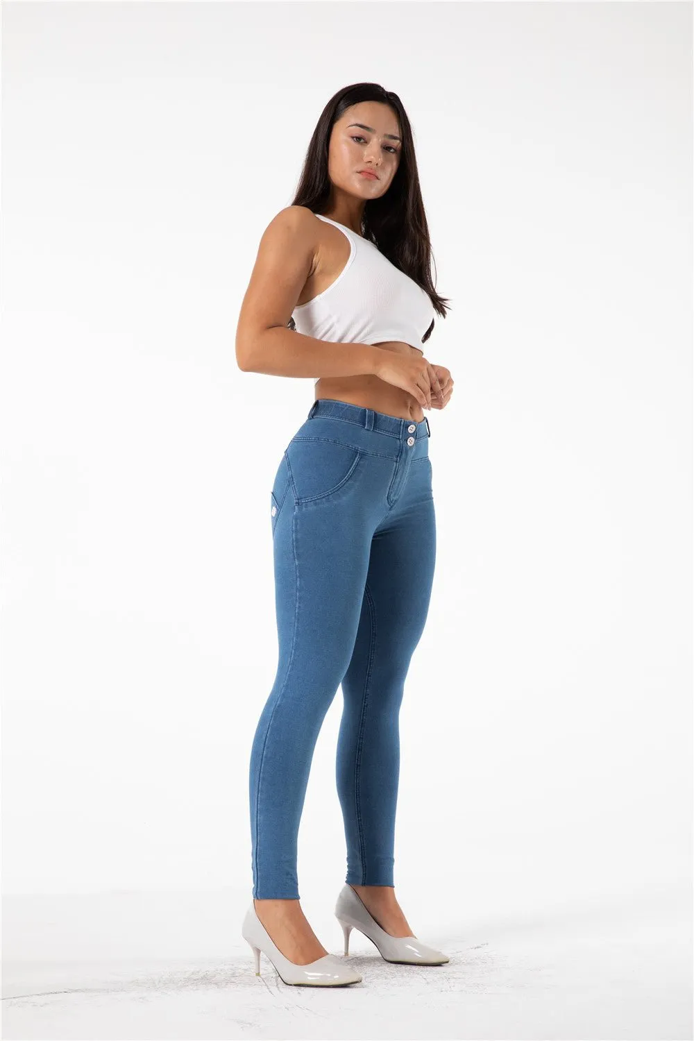 Melody shaping pants regular mid waist Light Blue Denim