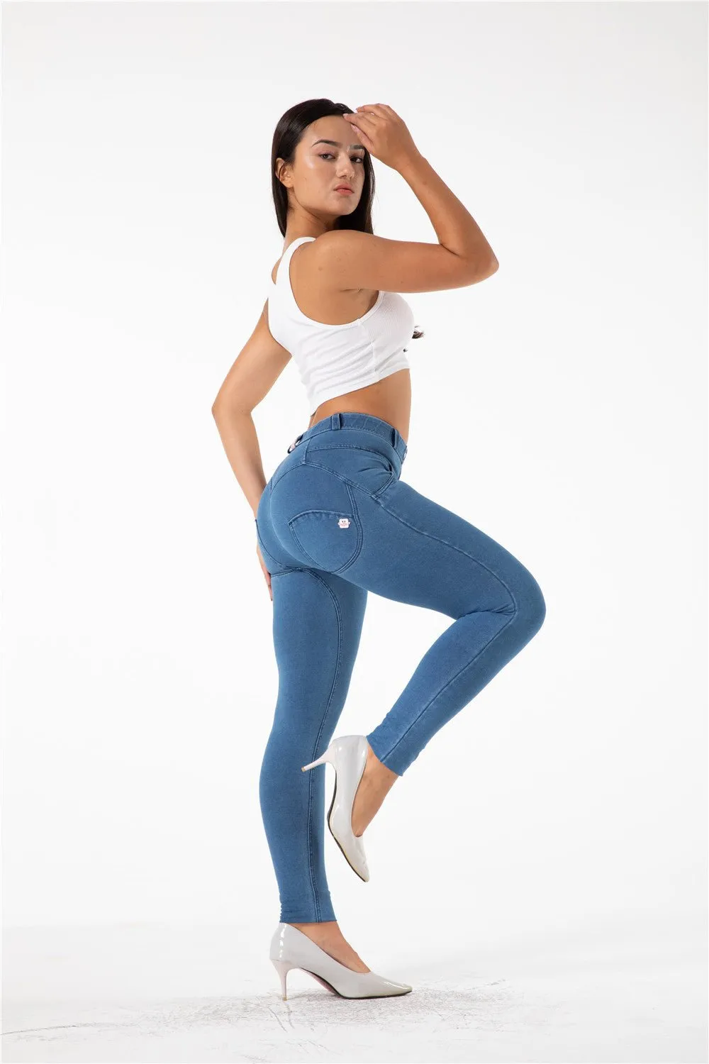 Melody shaping pants regular mid waist Light Blue Denim
