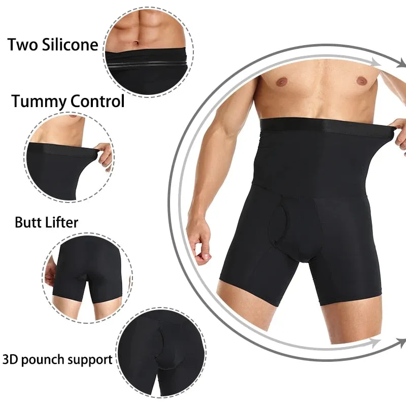 Men Body Compression High Waist Training Shorts Underwear