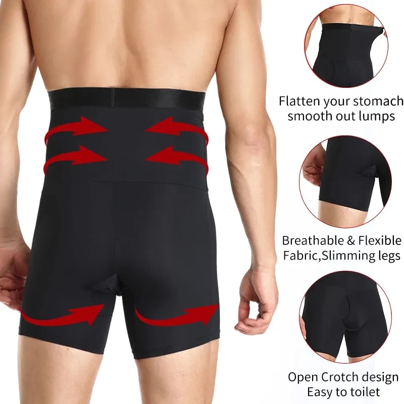 Men Body Compression High Waist Training Shorts Underwear