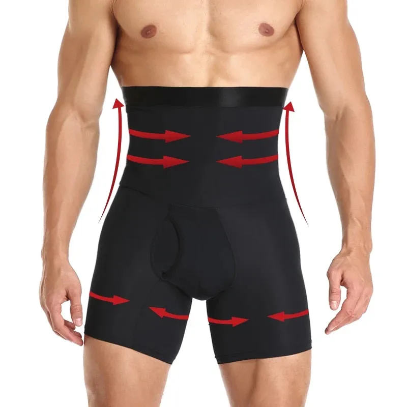 Men Body Compression High Waist Training Shorts Underwear