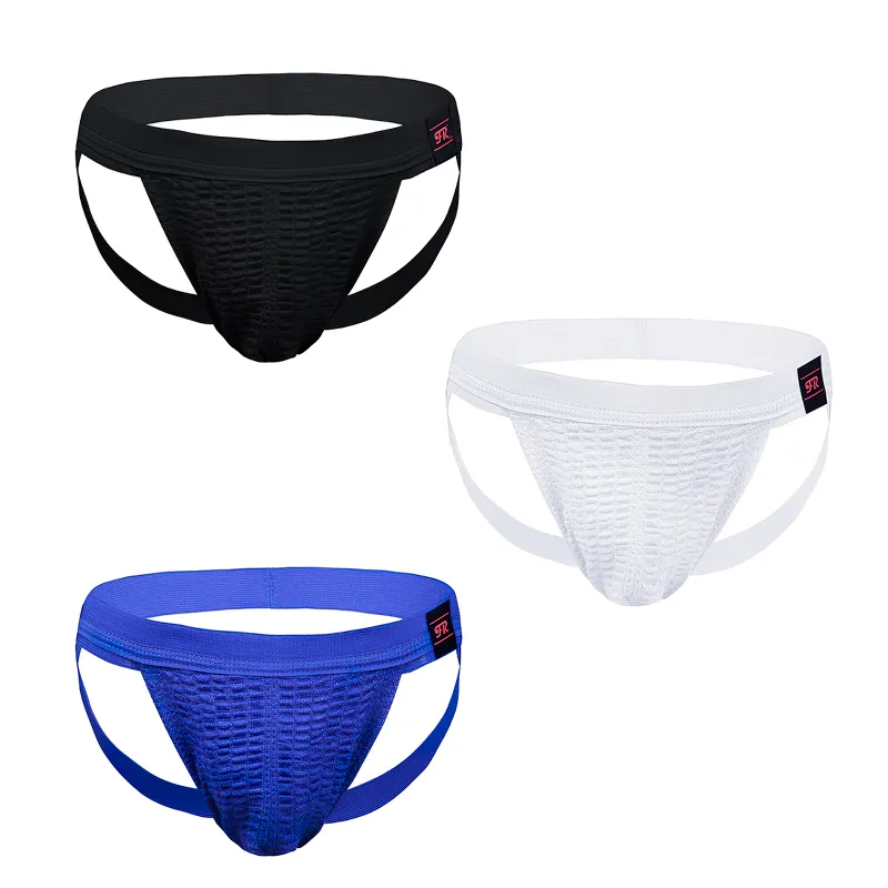 Men's Sexy Hollow Out Supporter / Elastic Jockstrap Briefs / Male Erotic Underwear