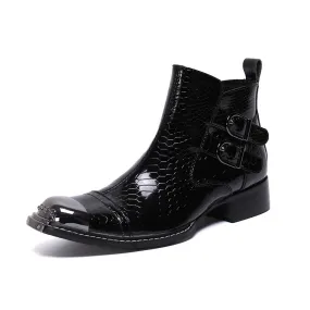 Mens Zip High Top 3cm Heel Boots
