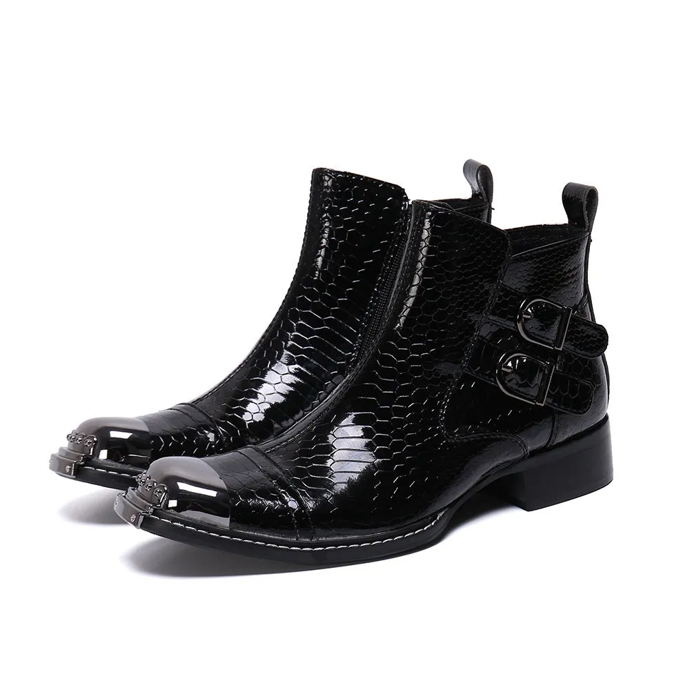 Mens Zip High Top 3cm Heel Boots