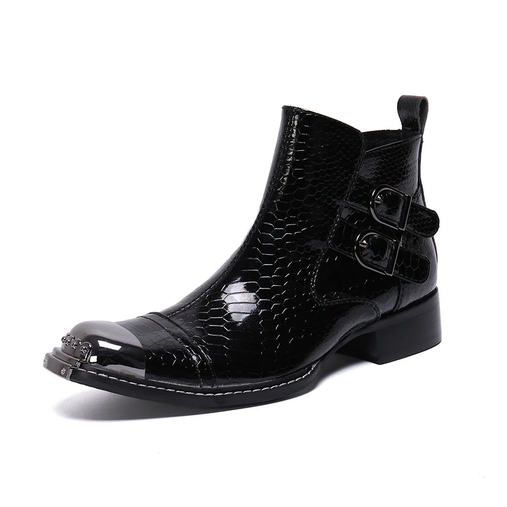 Mens Zip High Top 3cm Heel Boots