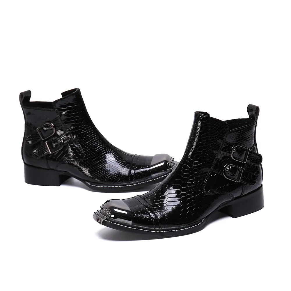 Mens Zip High Top 3cm Heel Boots