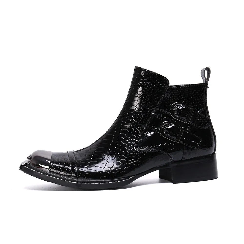 Mens Zip High Top 3cm Heel Boots