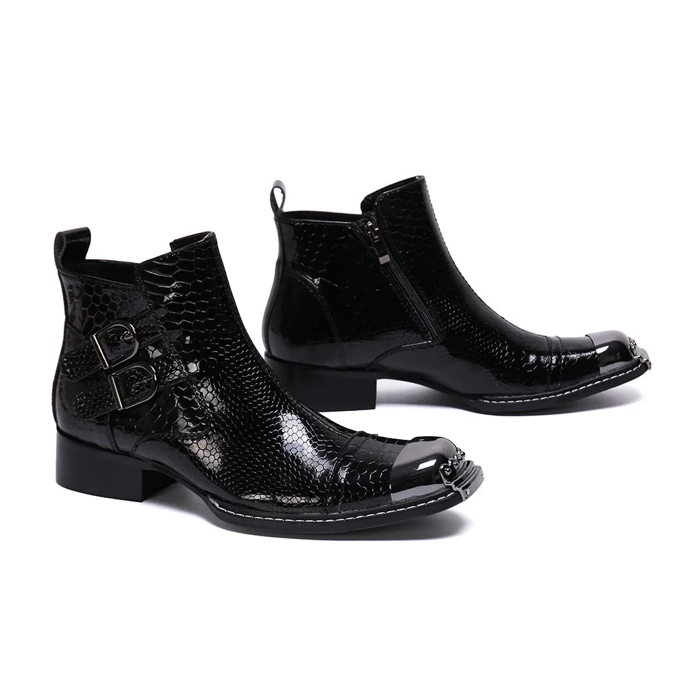 Mens Zip High Top 3cm Heel Boots