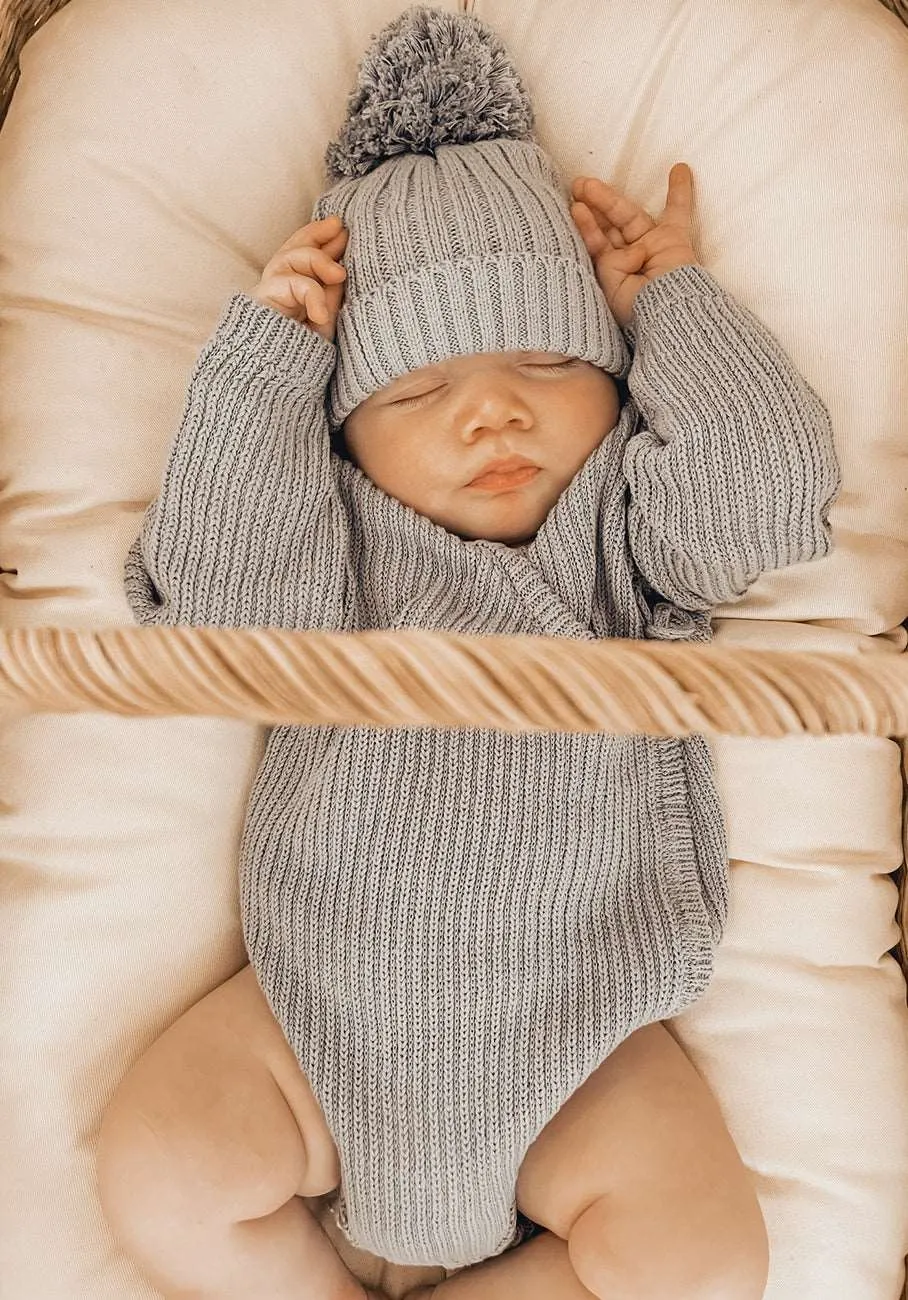 Miann & Co Baby - Knit Wrap Bodysuit - Cornflower