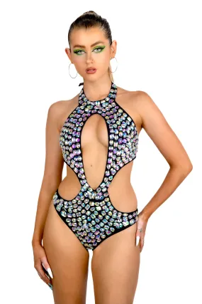 Midnight Cutout Rhinestone Bodysuit