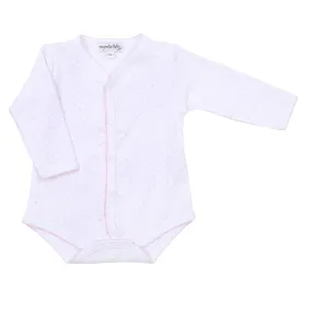 Mini Dots Front Snap Long Sleeve Bodysuit - Pink