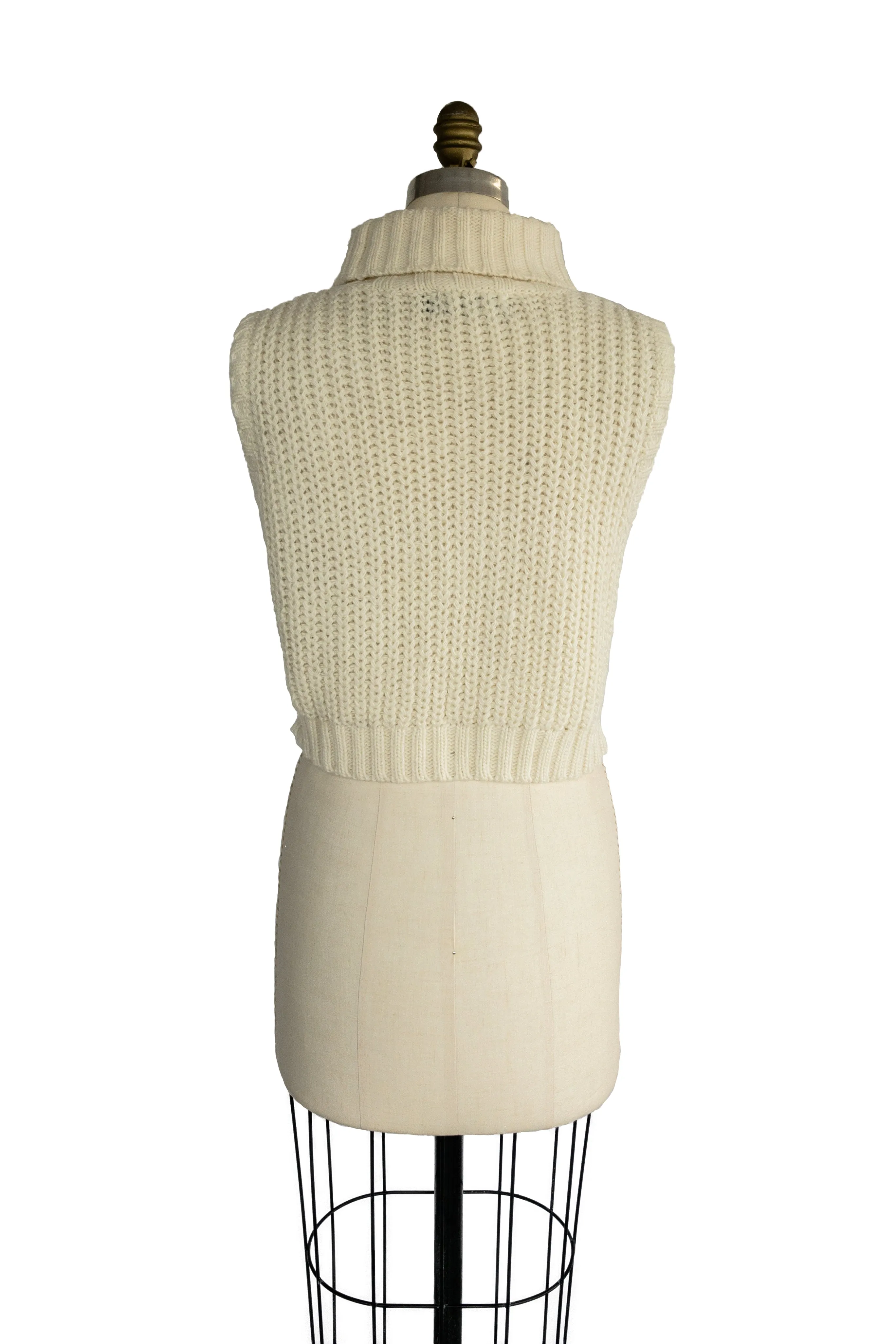 MINKPINK Women's cream crop turtleneck sleeveless sweater, L