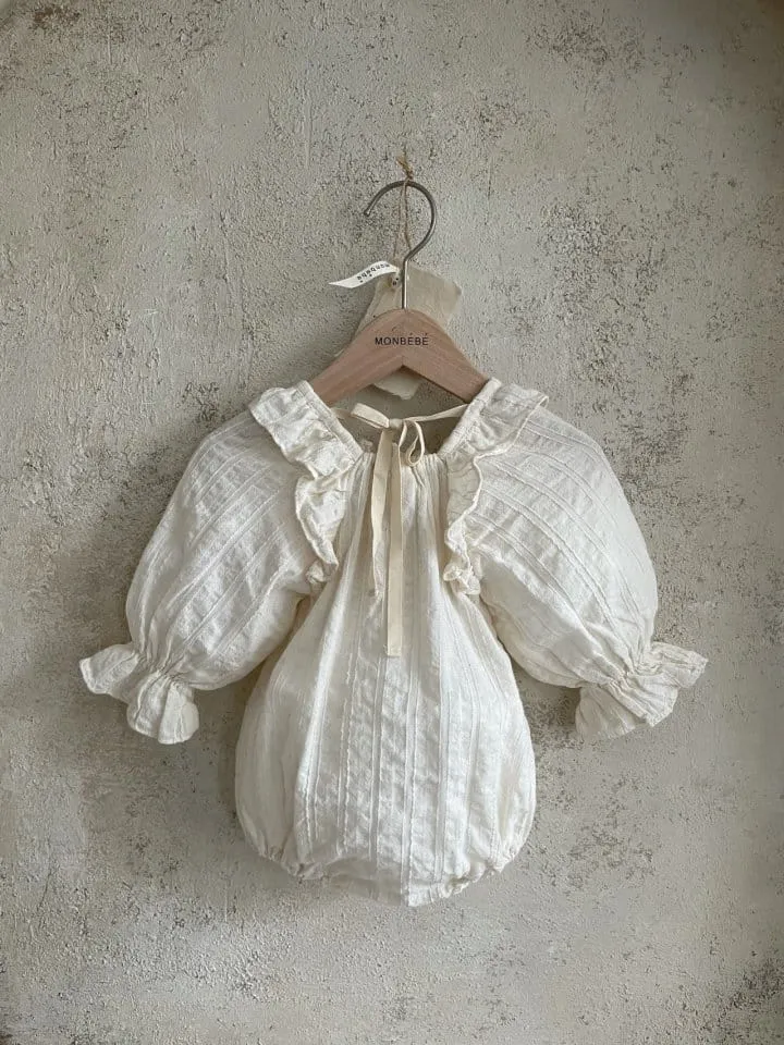 MONBEBE- Isabel Long Sleeve Baby Romper~Cream