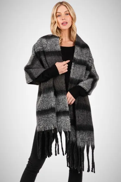 Multi Color Striped Blanket Scarf