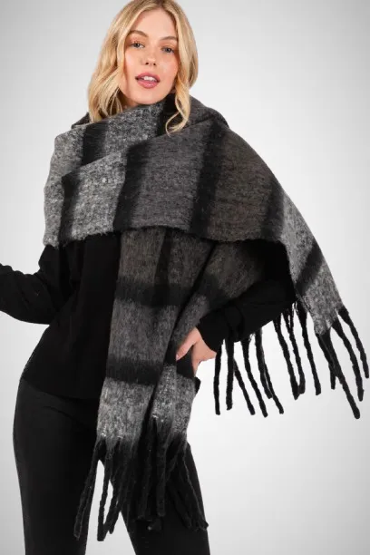 Multi Color Striped Blanket Scarf