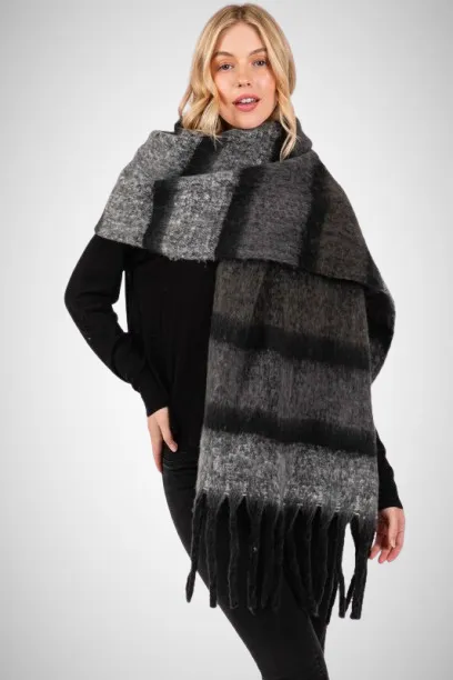 Multi Color Striped Blanket Scarf