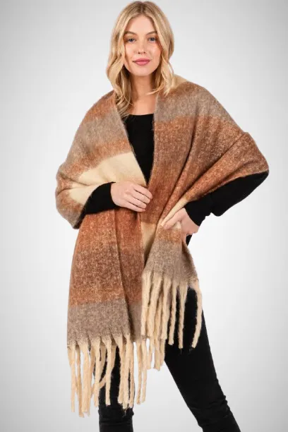 Multi Color Striped Blanket Scarf