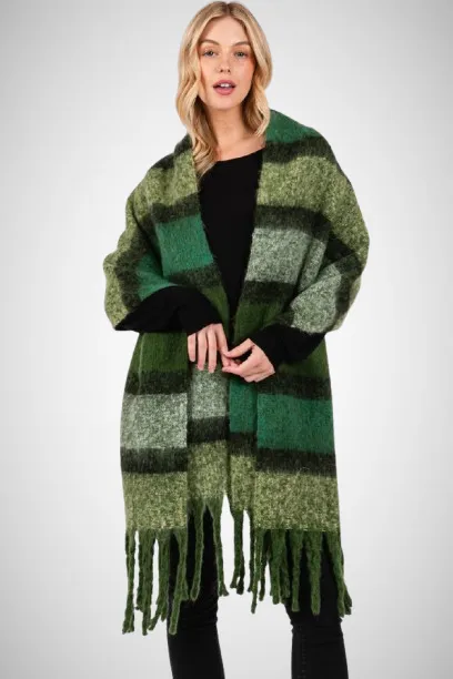 Multi Color Striped Blanket Scarf