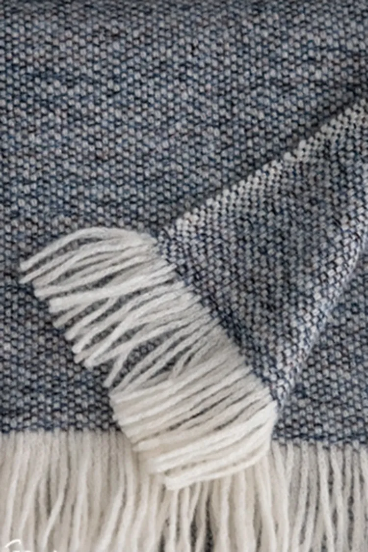 Multi-colored Yarn Textured Woven Fringed 100 Cashmere Scarf