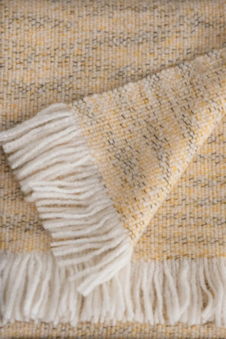 Multi-colored Yarn Textured Woven Fringed 100 Cashmere Scarf