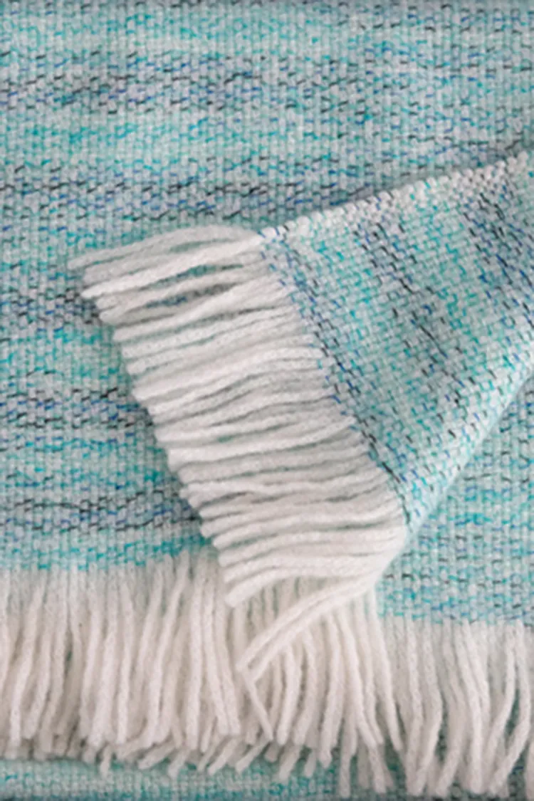 Multi-colored Yarn Textured Woven Fringed 100 Cashmere Scarf