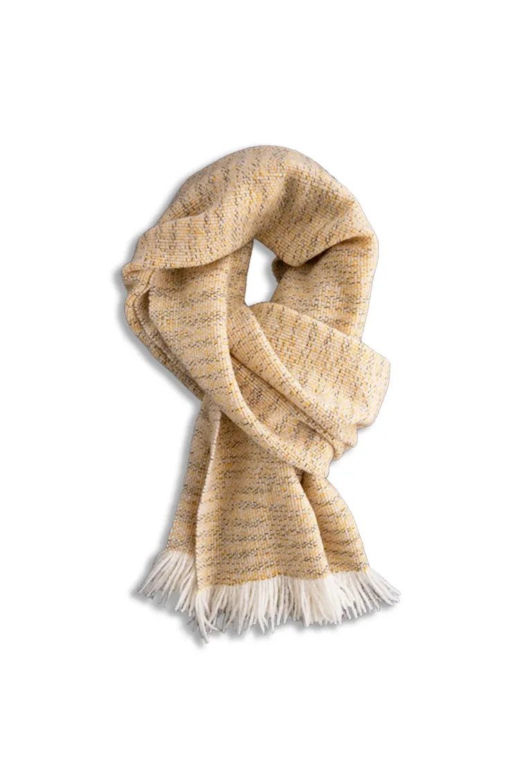 Multi-colored Yarn Textured Woven Fringed 100 Cashmere Scarf