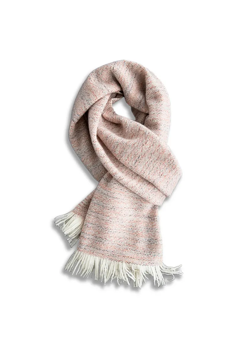Multi-colored Yarn Textured Woven Fringed 100 Cashmere Scarf