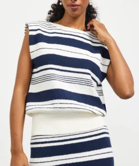Multi Stripe Knit Top - White/Navy