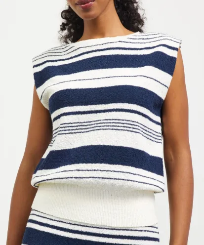 Multi Stripe Knit Top - White/Navy