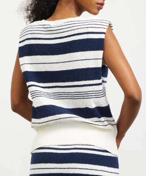 Multi Stripe Knit Top - White/Navy