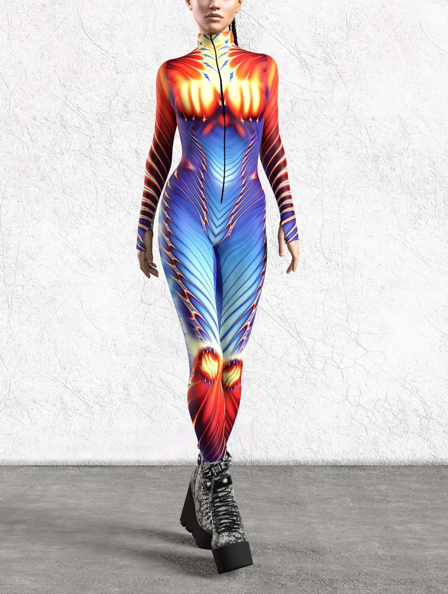 Multicolour Goddess Jumpsuit Cosplay Rave Festival Party Outfit