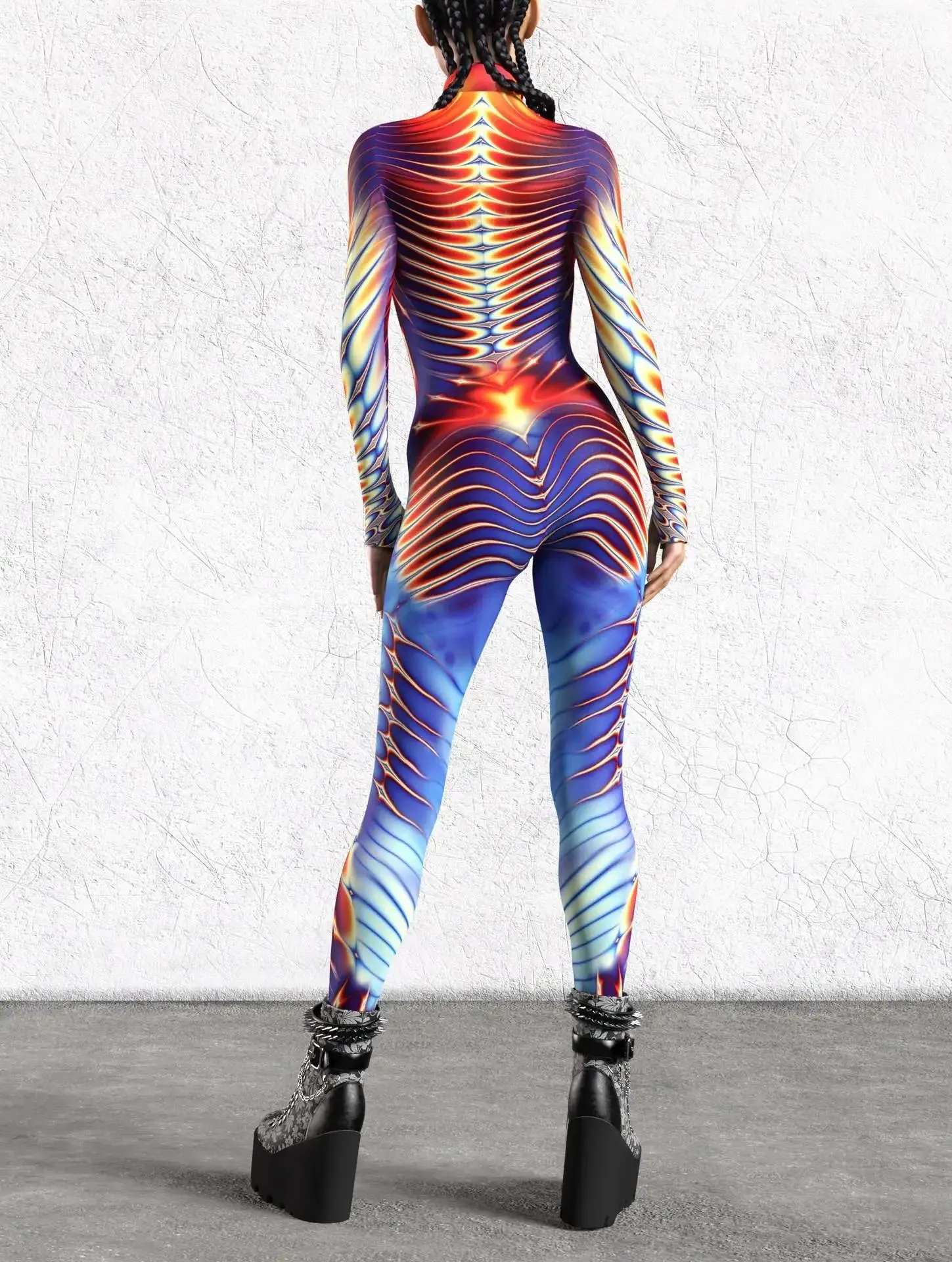 Multicolour Goddess Jumpsuit Cosplay Rave Festival Party Outfit