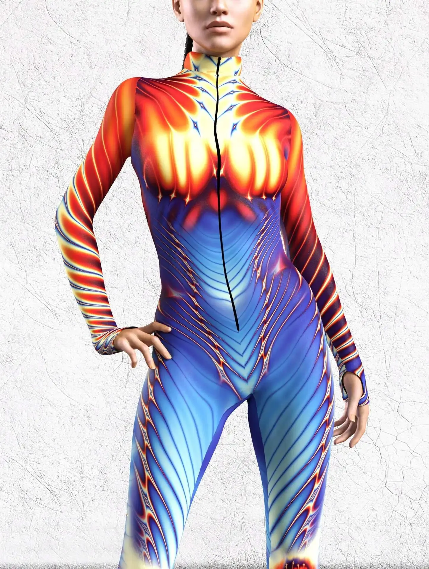 Multicolour Goddess Jumpsuit Cosplay Rave Festival Party Outfit