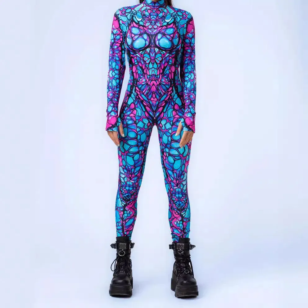Multicolour Goddess Jumpsuit Cosplay Rave Festival Party Outfit