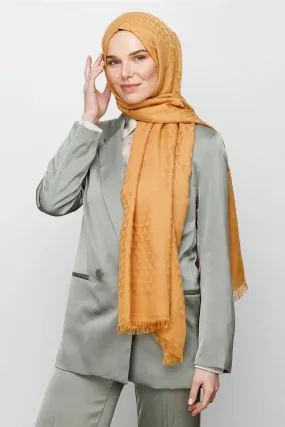 Mustard Prism Pattern Cotton Jacquard Hijab