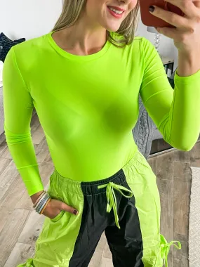 NEON GREEN SHIMMERY LYCRA BODYSUIT