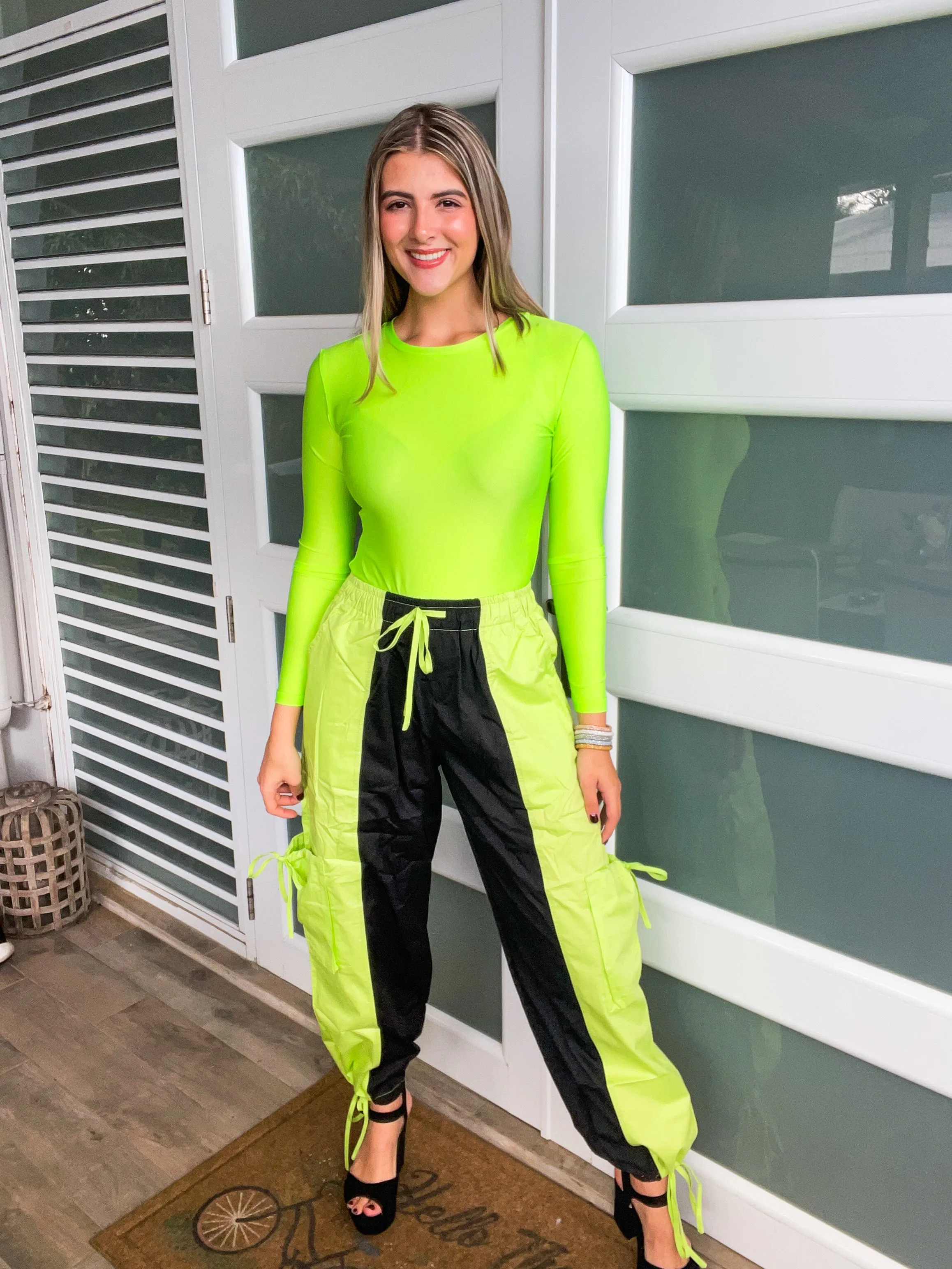 NEON GREEN SHIMMERY LYCRA BODYSUIT