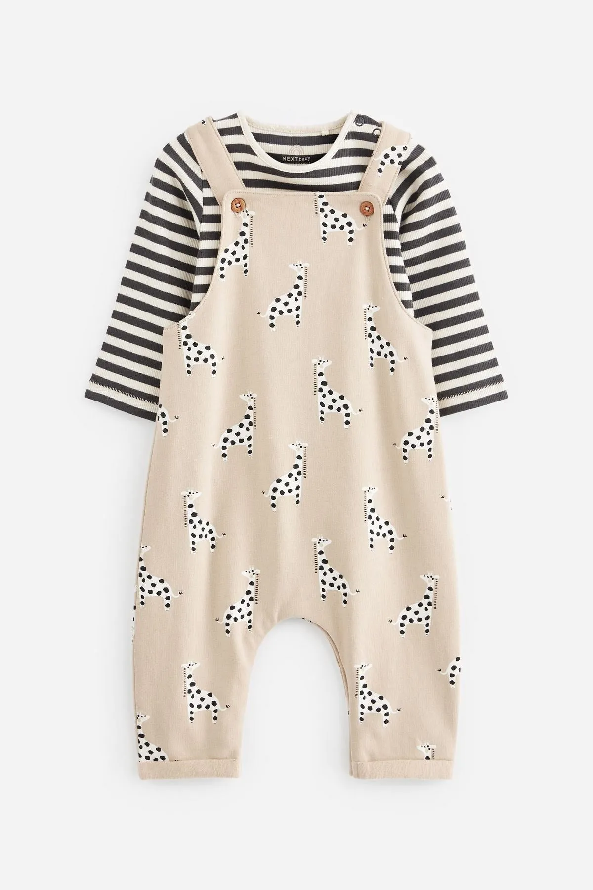 Neutral Baby Printed Dungarees And Jersey Bodysuit Set