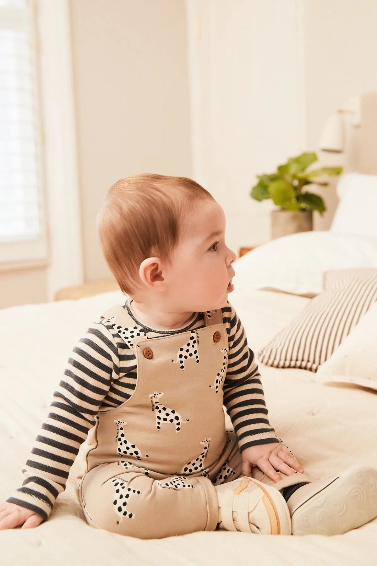 Neutral Baby Printed Dungarees And Jersey Bodysuit Set