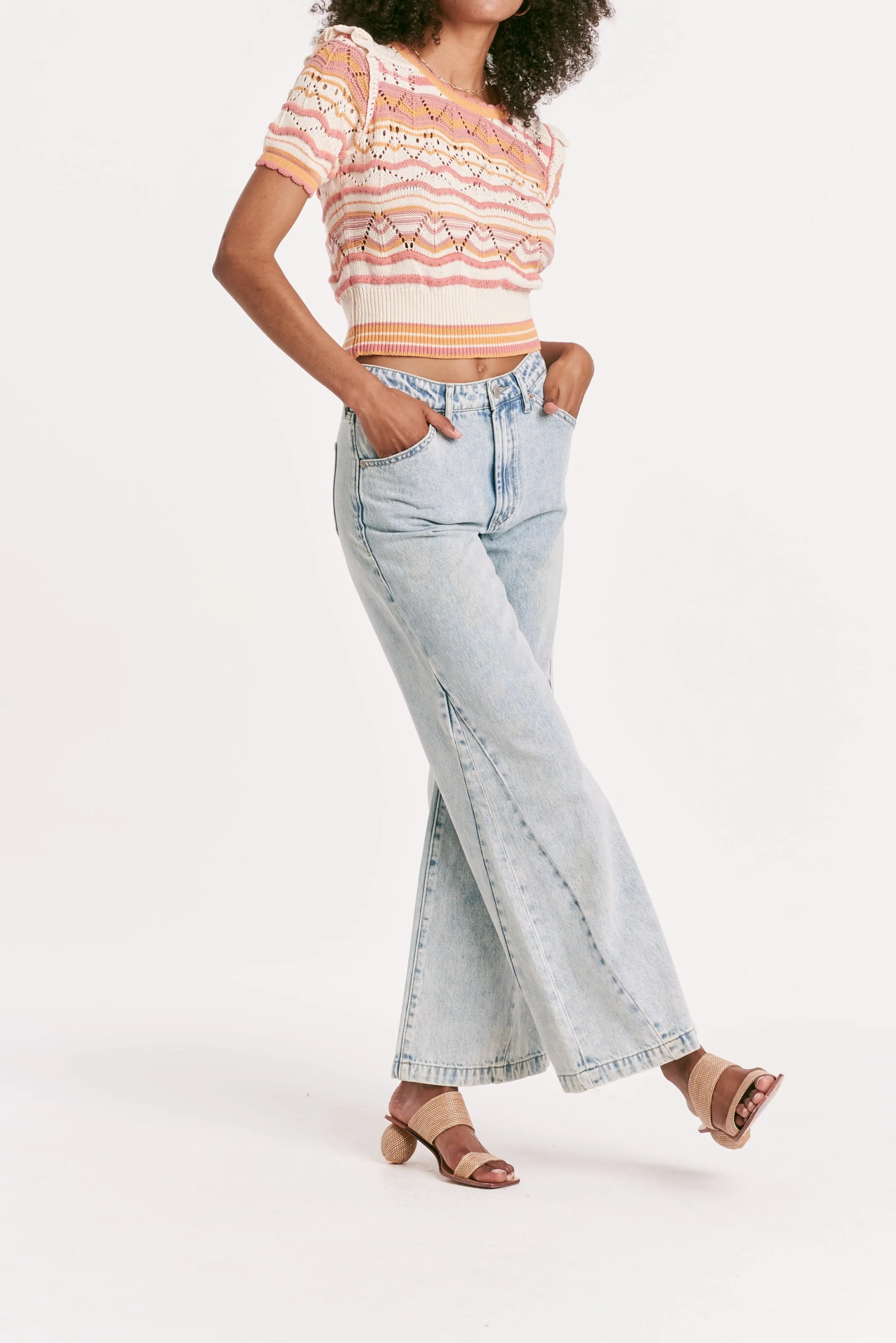 NEVE TOP GRAPEFRUIT ABSTRACT STRIPE
