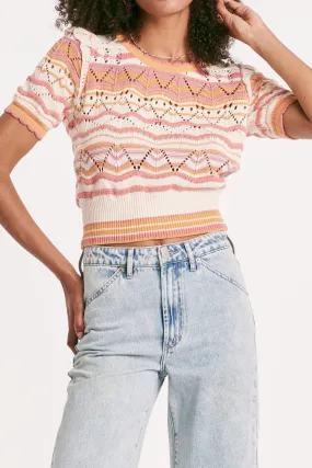 NEVE TOP GRAPEFRUIT ABSTRACT STRIPE