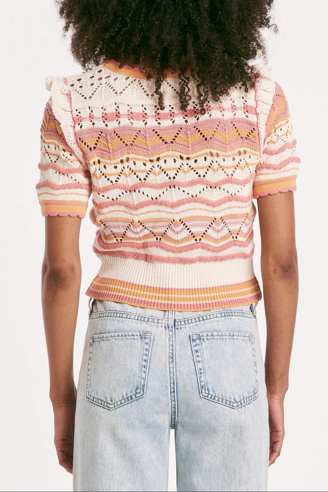 NEVE TOP GRAPEFRUIT ABSTRACT STRIPE