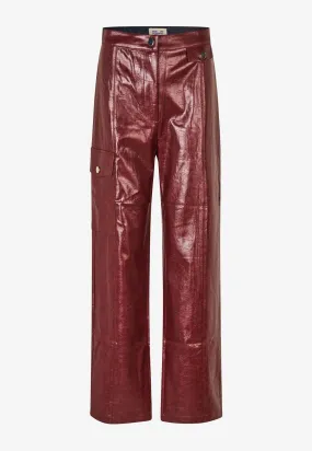 Nuvin Faux Leather Wide-Leg Pants