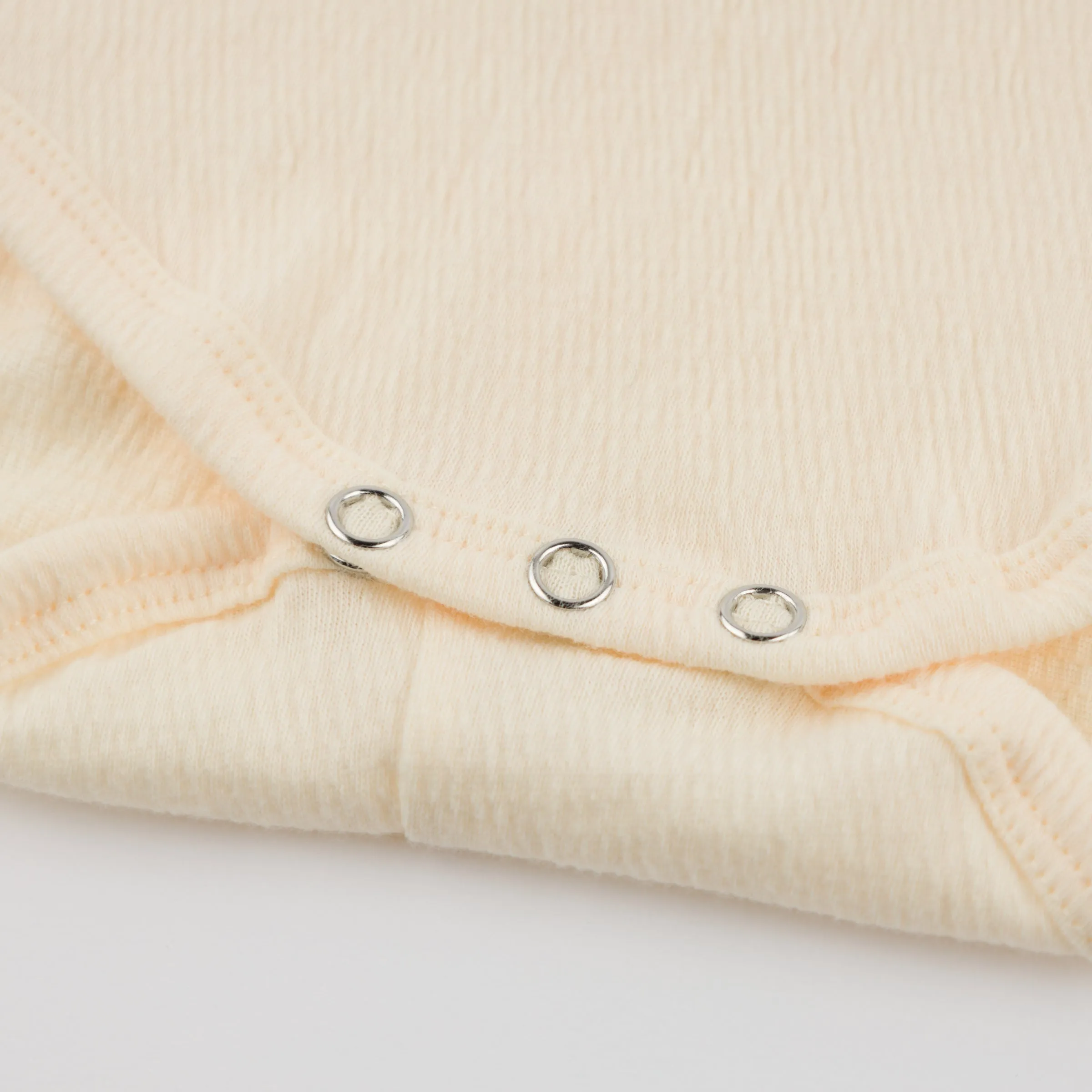 oh baby! Mini Velvet Dots Mesh Collar Puckered Onesie - Vintage Snow - Cream