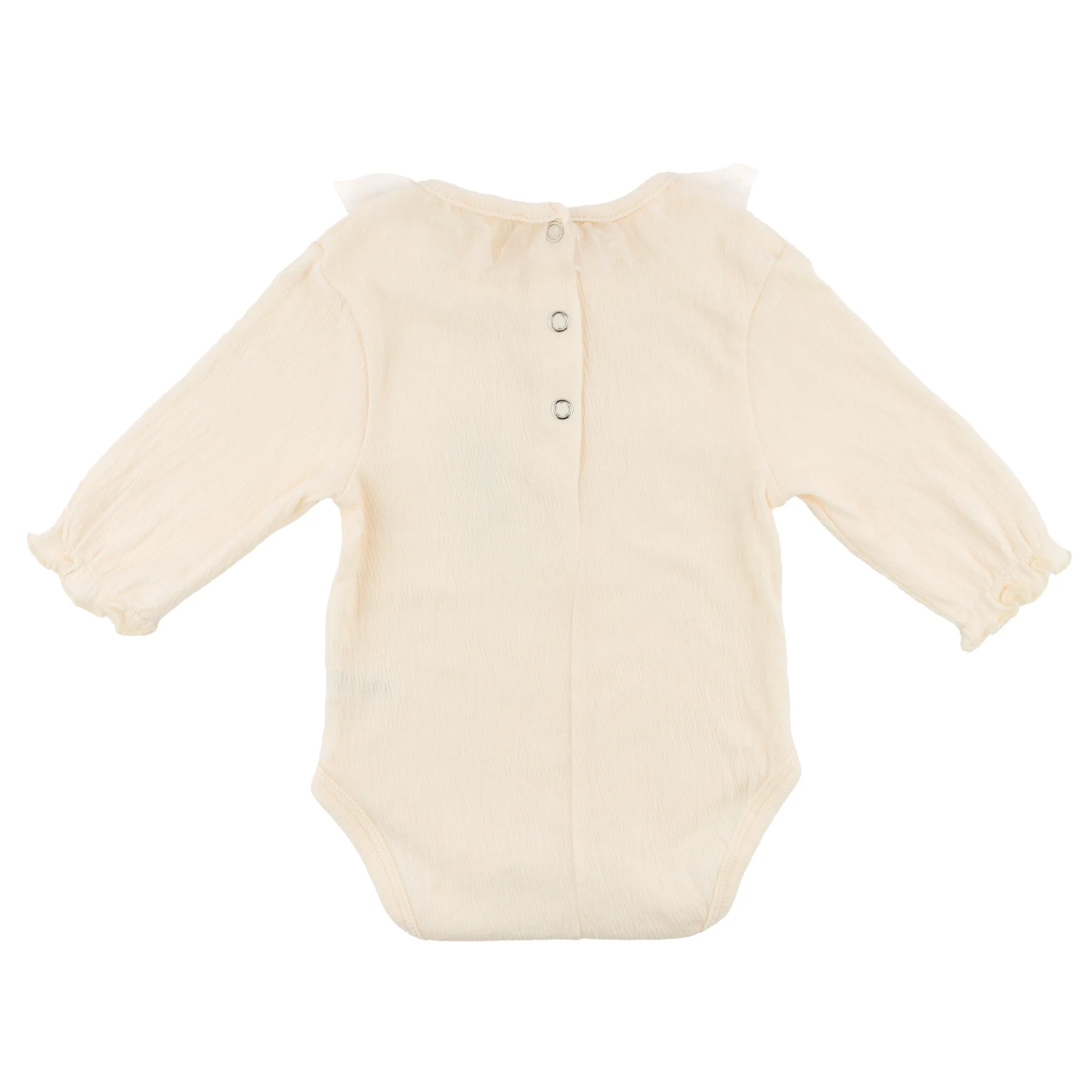 oh baby! Mini Velvet Dots Mesh Collar Puckered Onesie - Vintage Snow - Cream