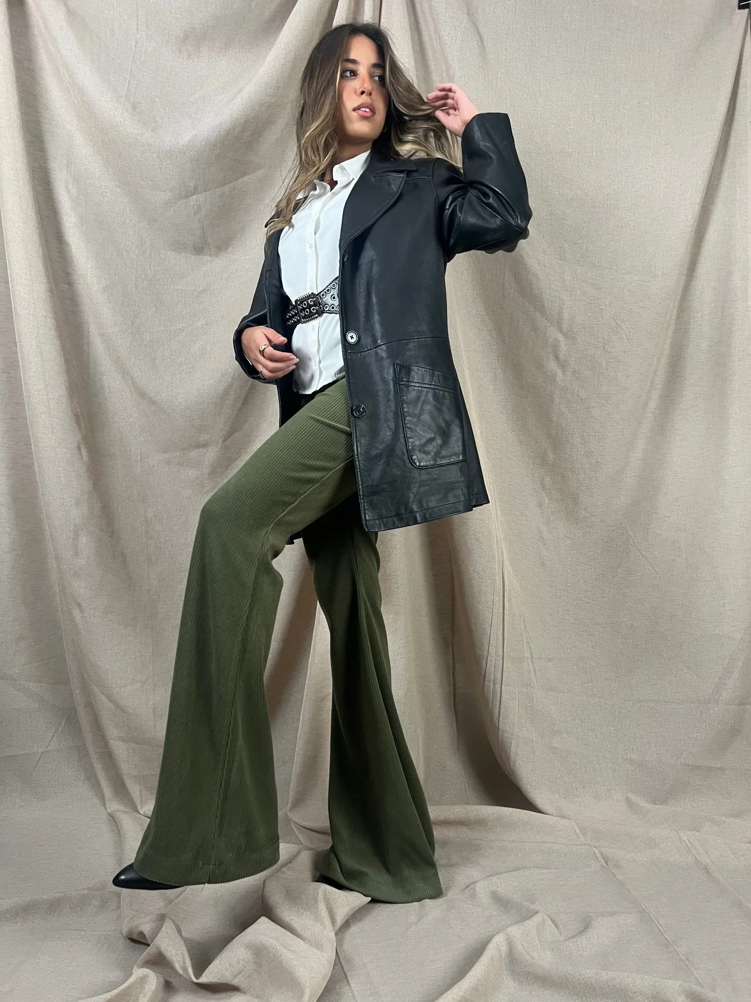 Olive Flared Corduroy Pants