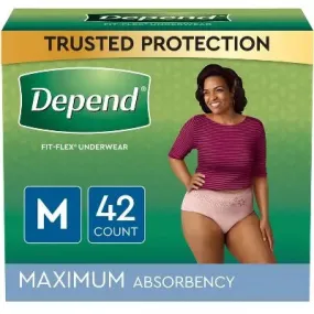 Open Box - Depend FIT-FLEX Adult Incontinence Underwear for Women - Maximum Absorbency - M - Blush - 42ct