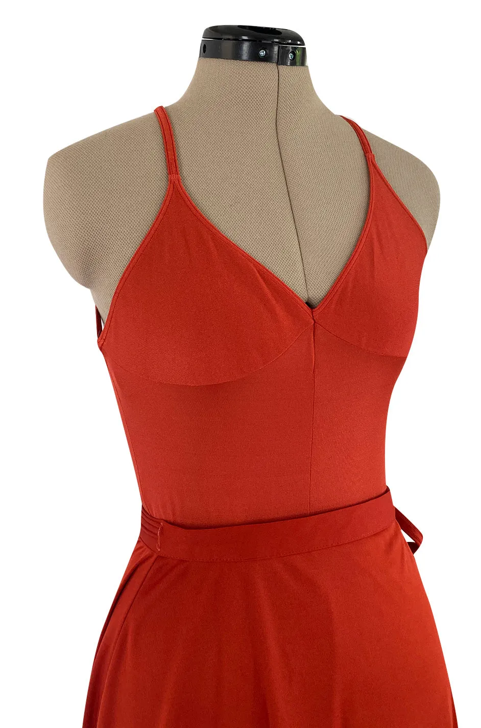 Original 1987 Danskins Deep Rust Coloured Stretch Jersey Bodysuit & Wrap Skirt