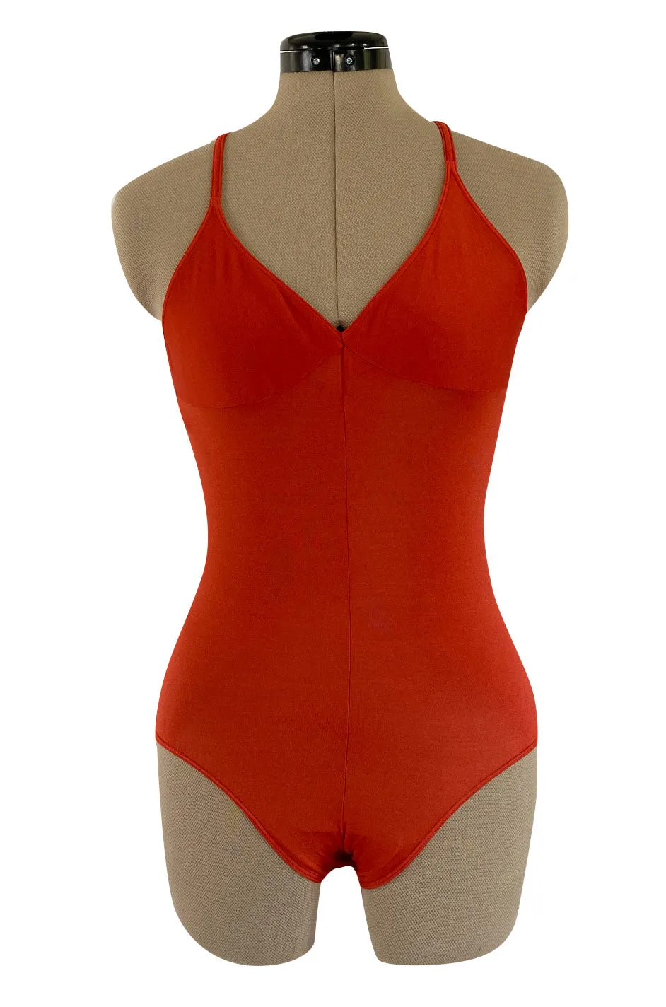 Original 1987 Danskins Deep Rust Coloured Stretch Jersey Bodysuit & Wrap Skirt